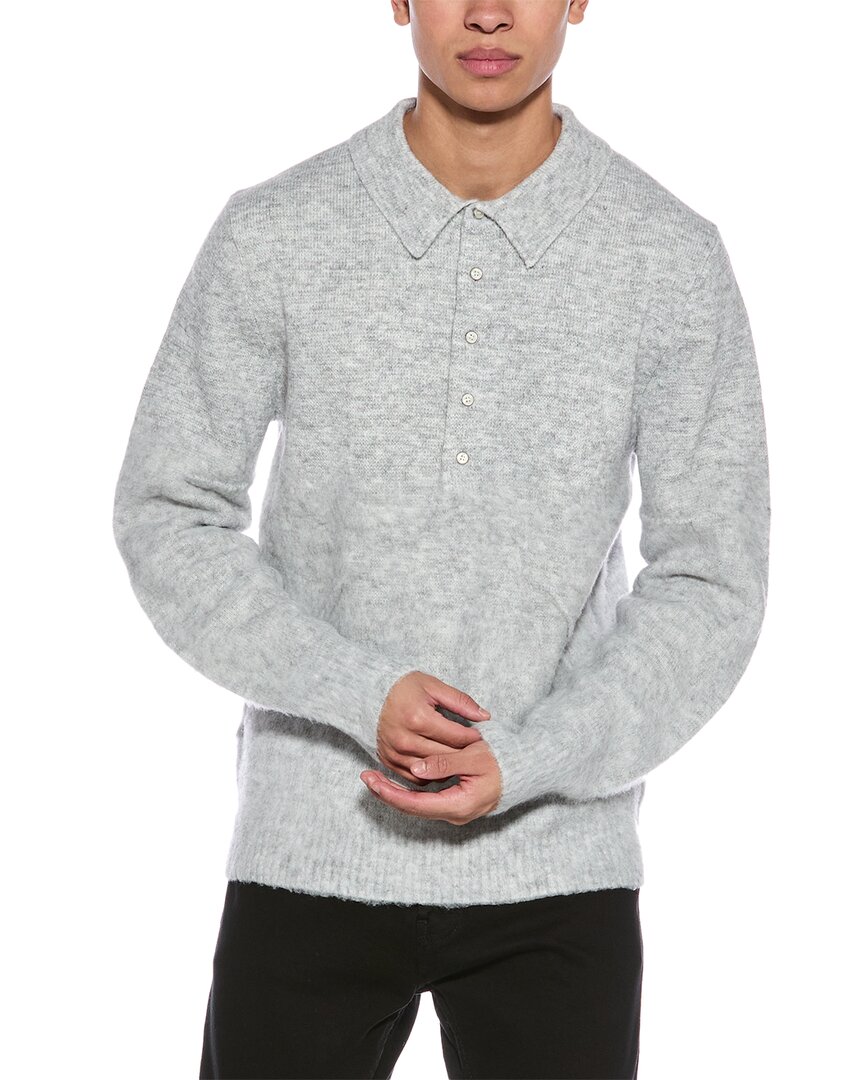 Helmut Lang Brushed Wool-blend Polo Sweater In Grey