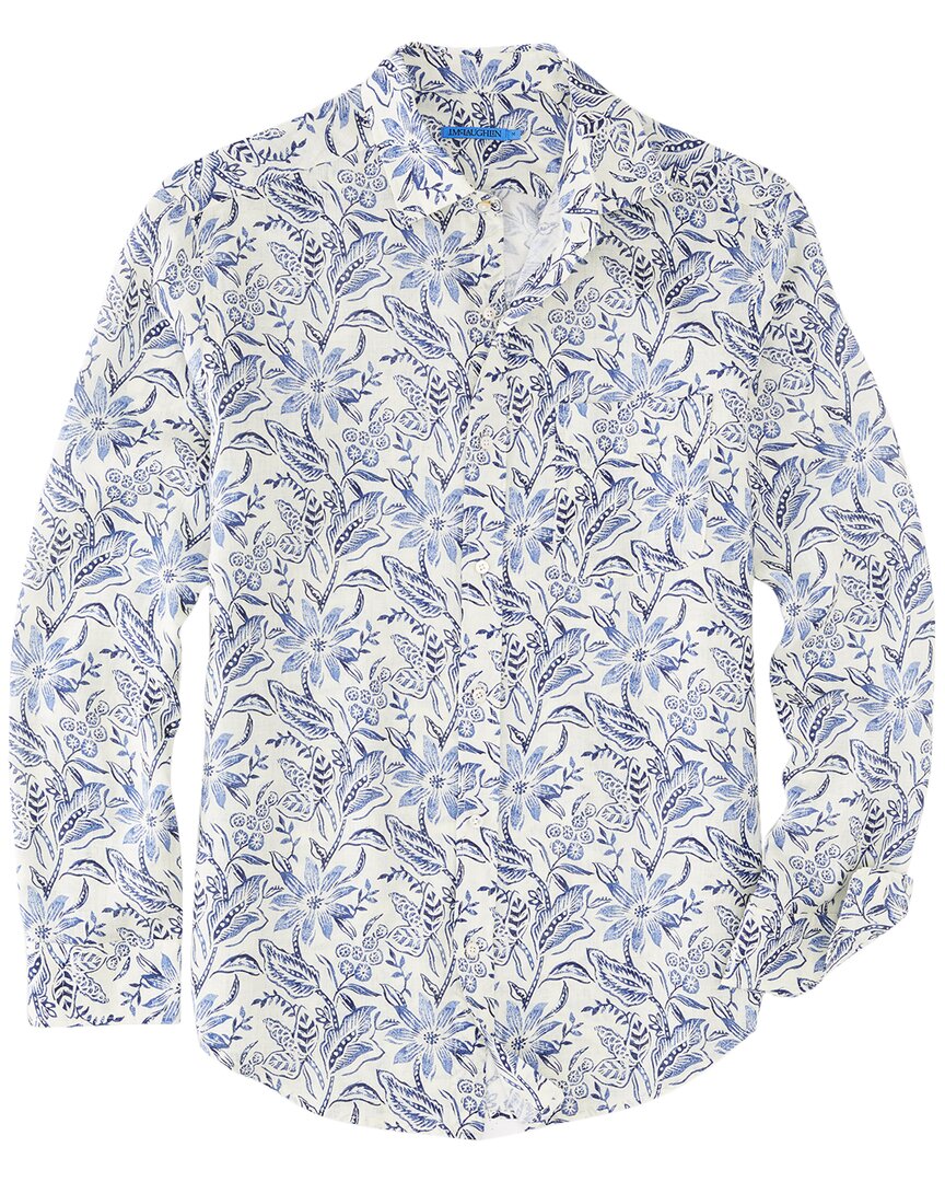 J.mclaughlin J. Mclaughlin Indigo Flora Gramercy Linen Woven Shirt
