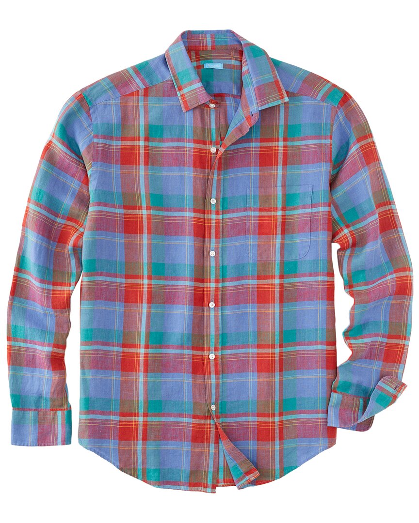 J.mclaughlin J. Mclaughlin Plaid Gramercy Linen Woven Shirt In Blue