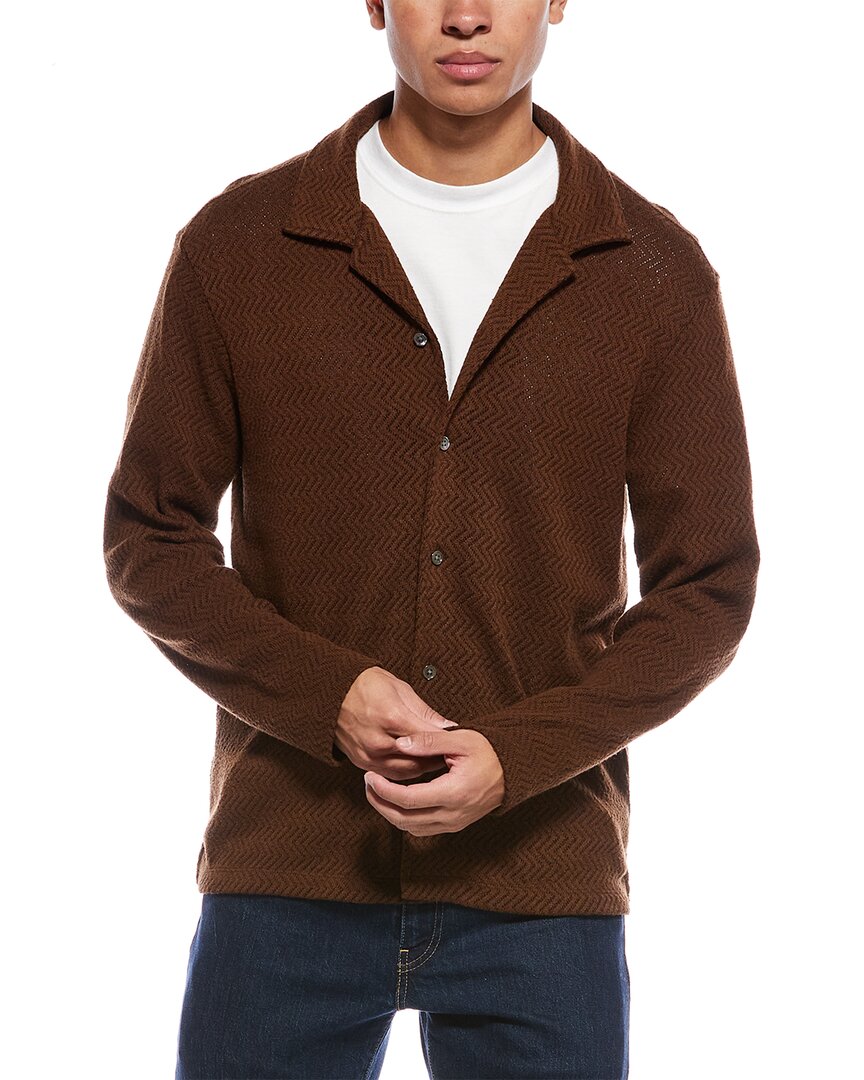Todd Snyder Zig-zag Knit Shirt In Brown