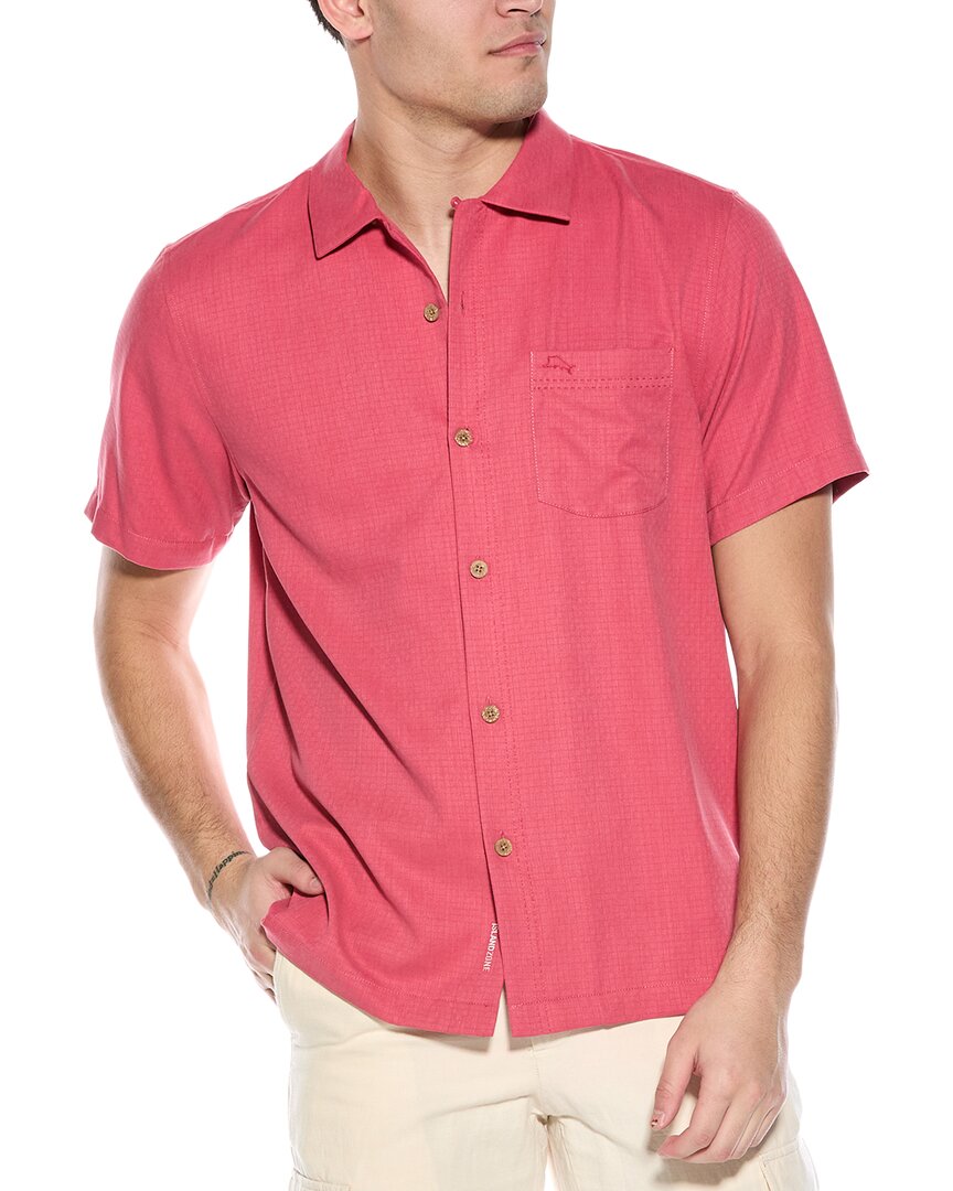 Tommy Bahama Sea Glass Short Sleeve Button-up Linen Camp Shirt In Pink