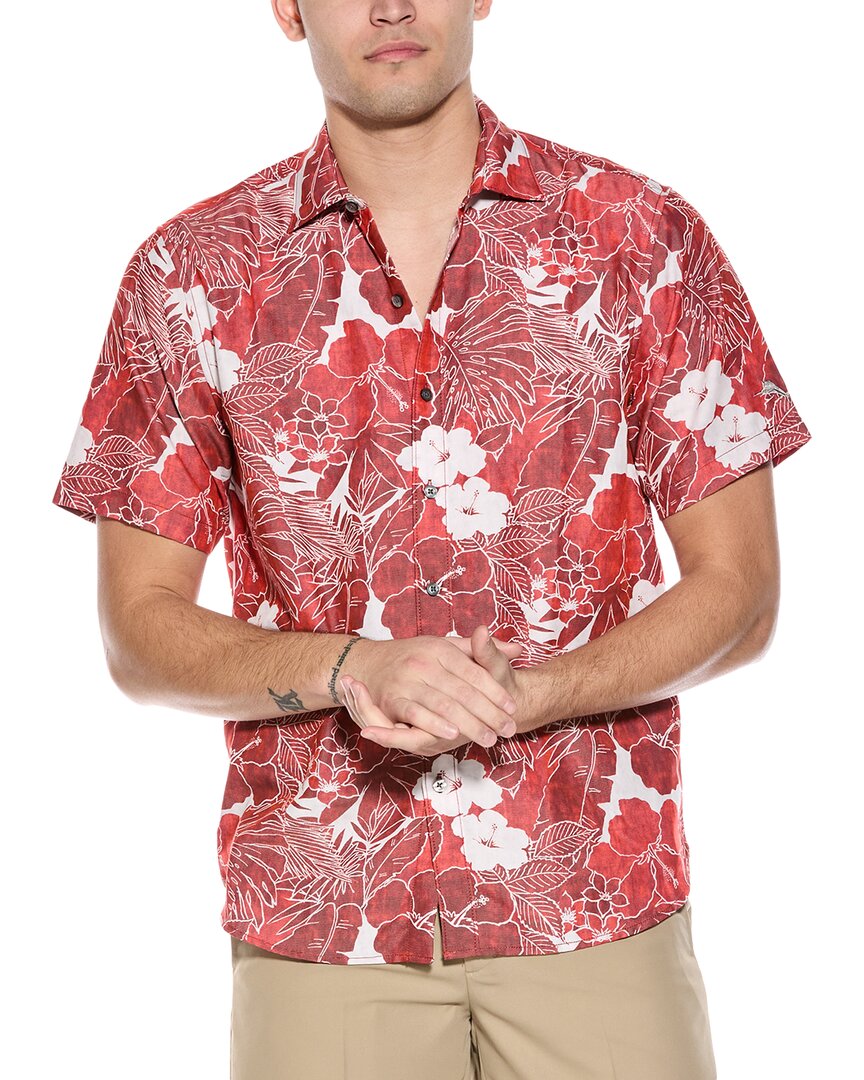 Tommy Bahama Sport Coconut Point Playa Flor Camp Shirt In Red