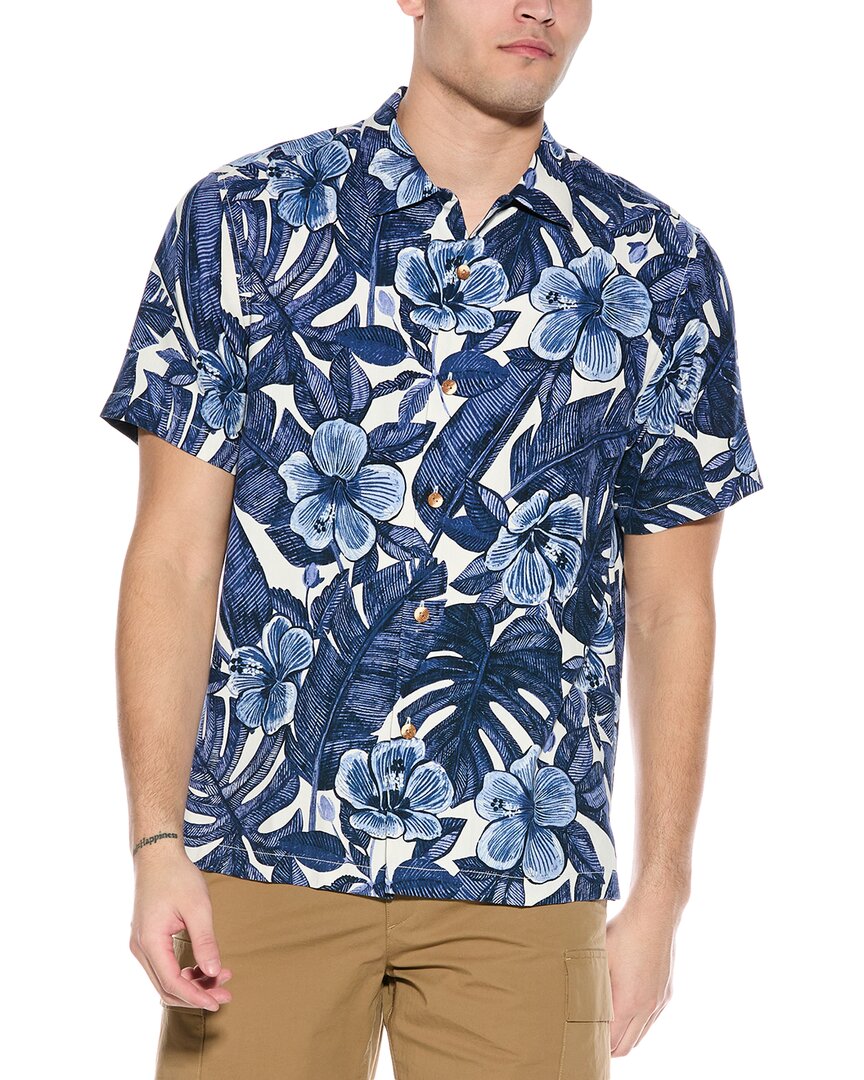 Tommy Bahama Floral Lush Silk Camp Shirt In Blue