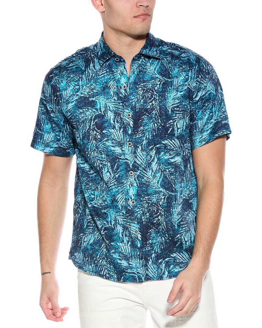 Tommy Bahama Tortola Le Coco Fronds Floral Short Sleeve Button-up Shirt In Blue