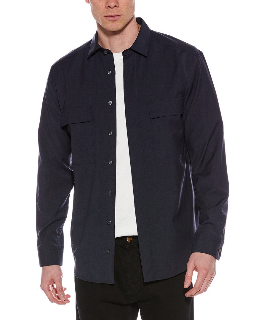 Eton Hybrid Wool Overshirt In Blue