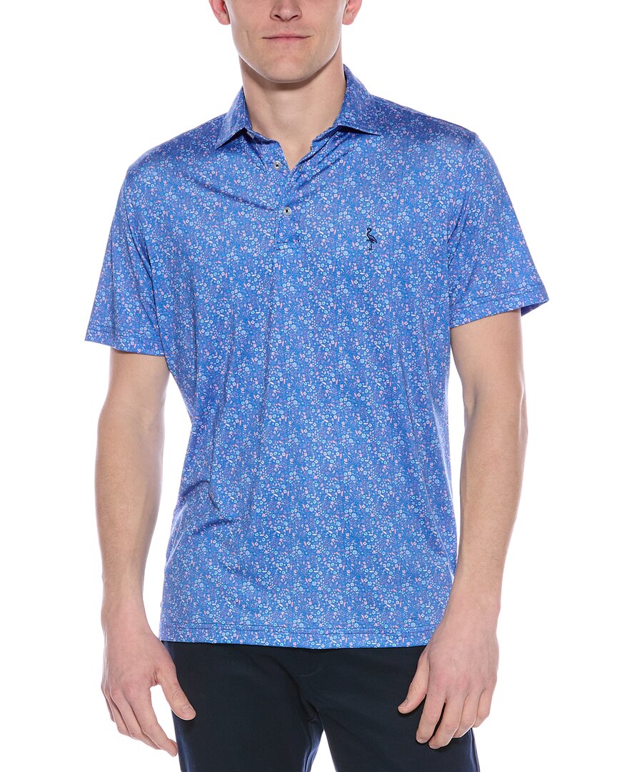 Tailorbyrd Abstract Floral Performance Polo Shirt In Blue