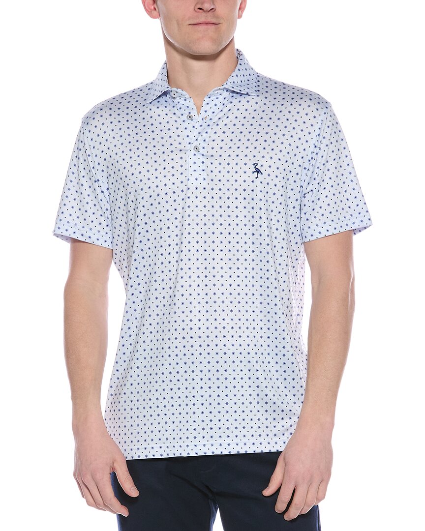 Shop Tailorbyrd Geo Floral Performance Polo Shirt In White