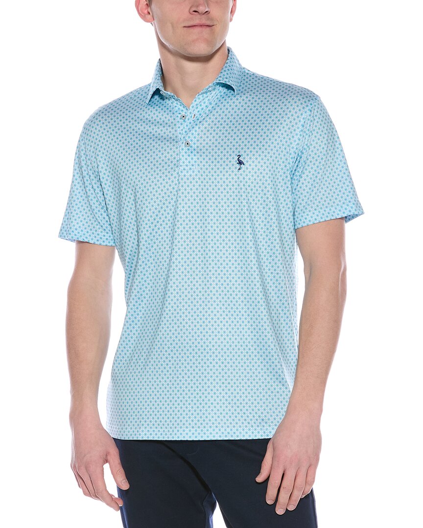 Tailorbyrd Floral Geo Performance Polo Shirt In Blue