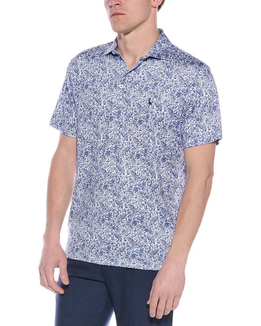 Shop Tailorbyrd Floral Performance Polo Shirt In Blue