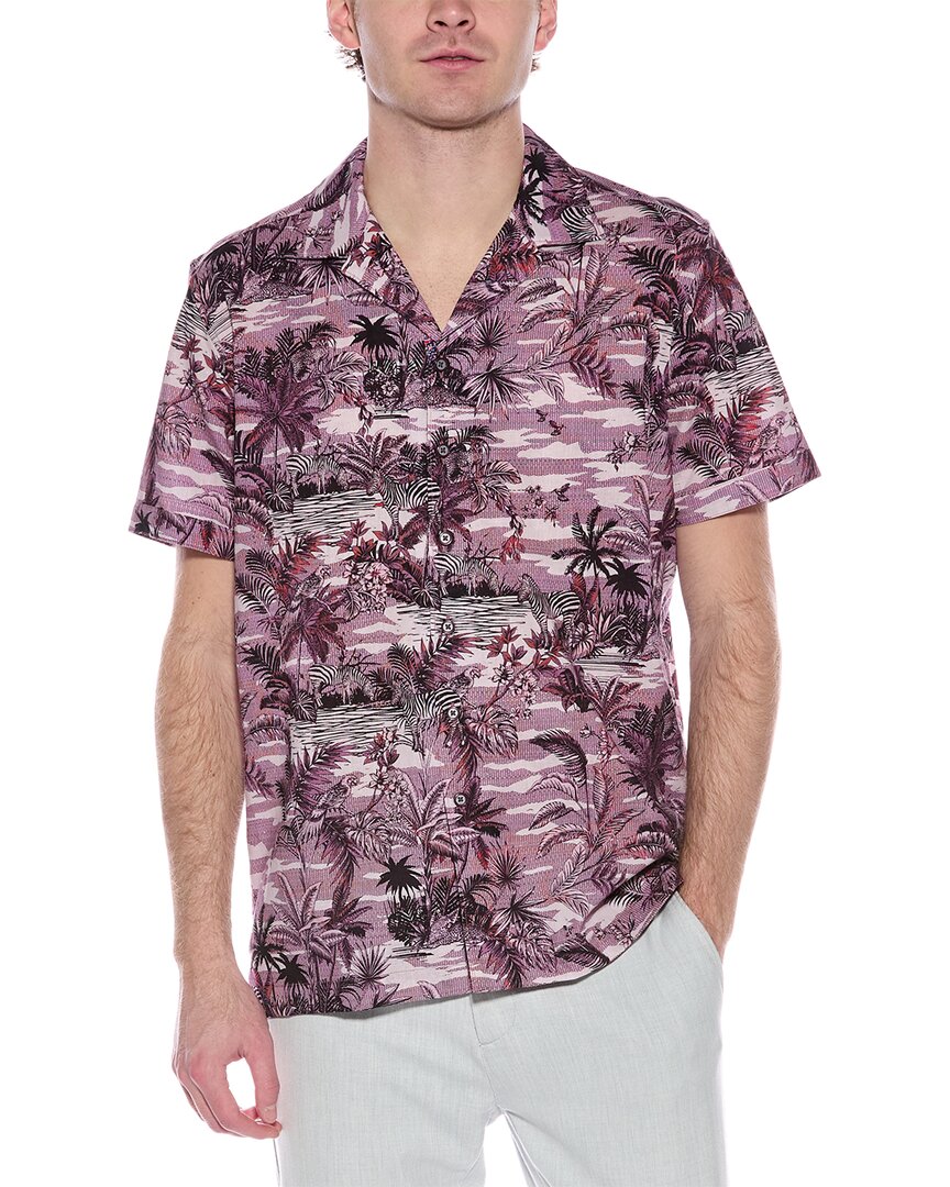 Robert Graham Makara Classic Fit Linen-blend Shirt In Purple