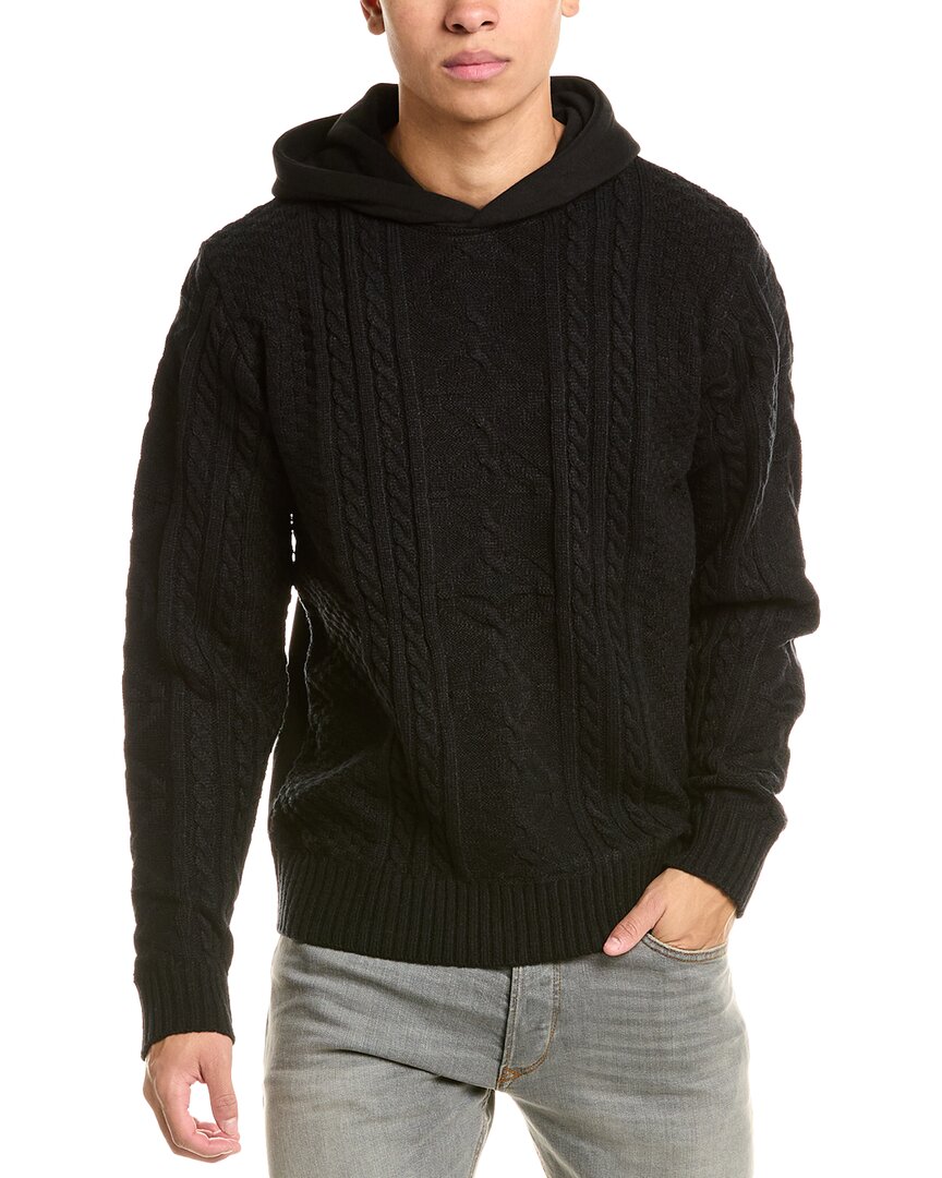 American Stitch Cable Knit Hoodie In Black