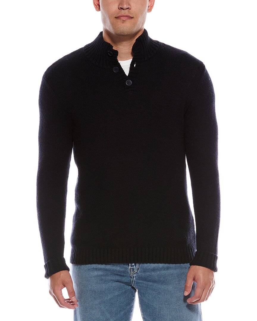 Autumn Cashmere Cashmere-blend Button Pullover In Blue