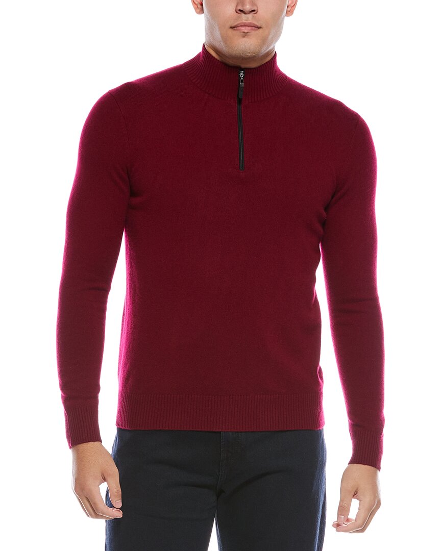 Quinn Cashmere 1/4-zip Mock Neck Sweater In Burgundy