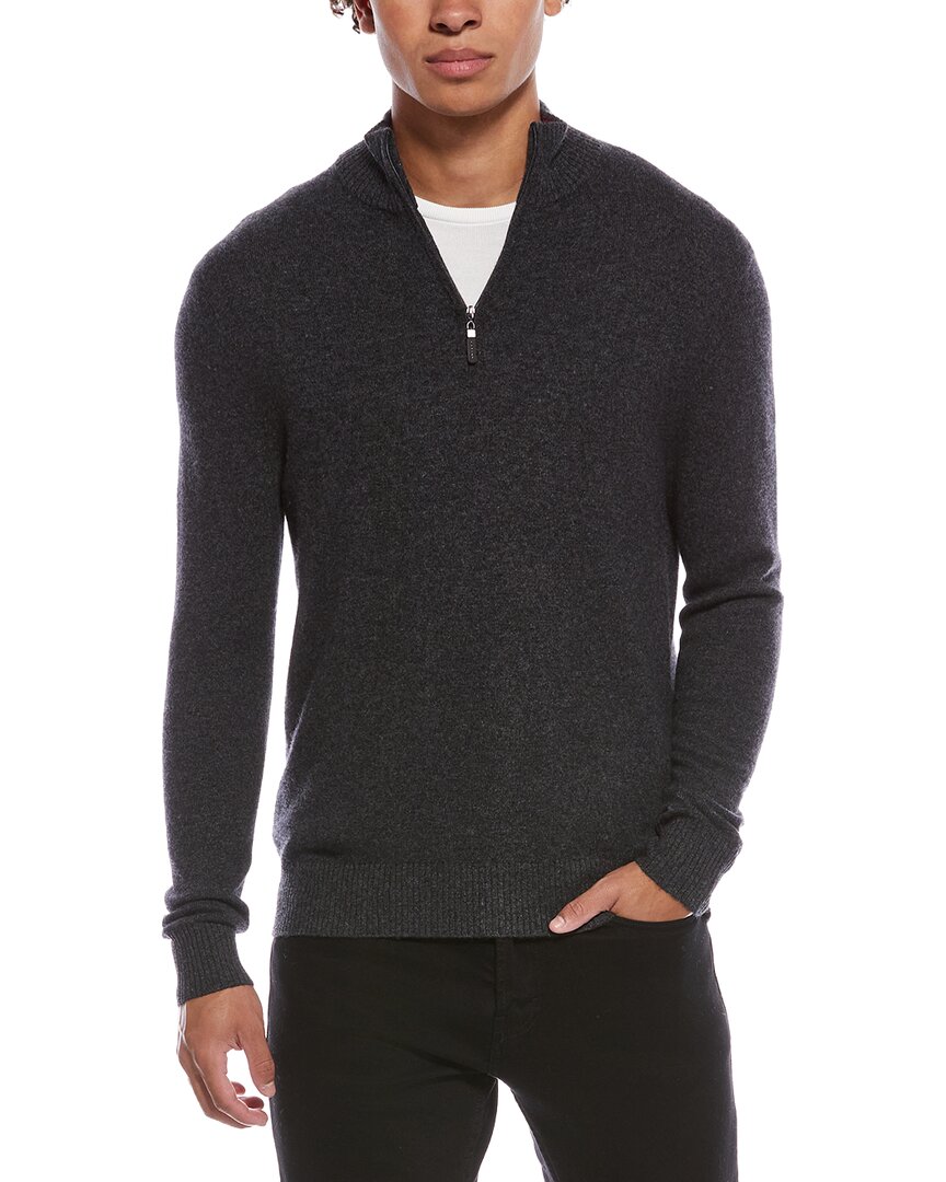 Quinn Cashmere 1/4-zip Mock Neck Sweater In Gray