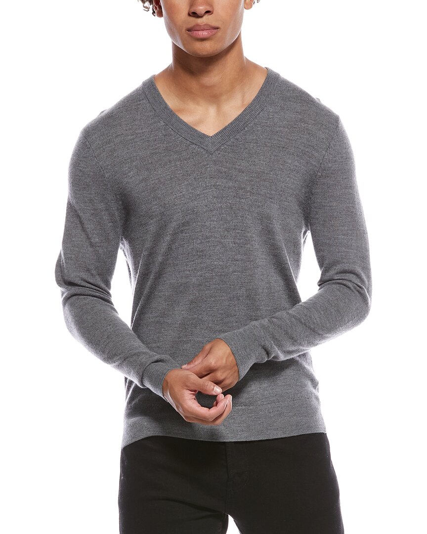 Quinn Wool V-neck Sweater In Gray