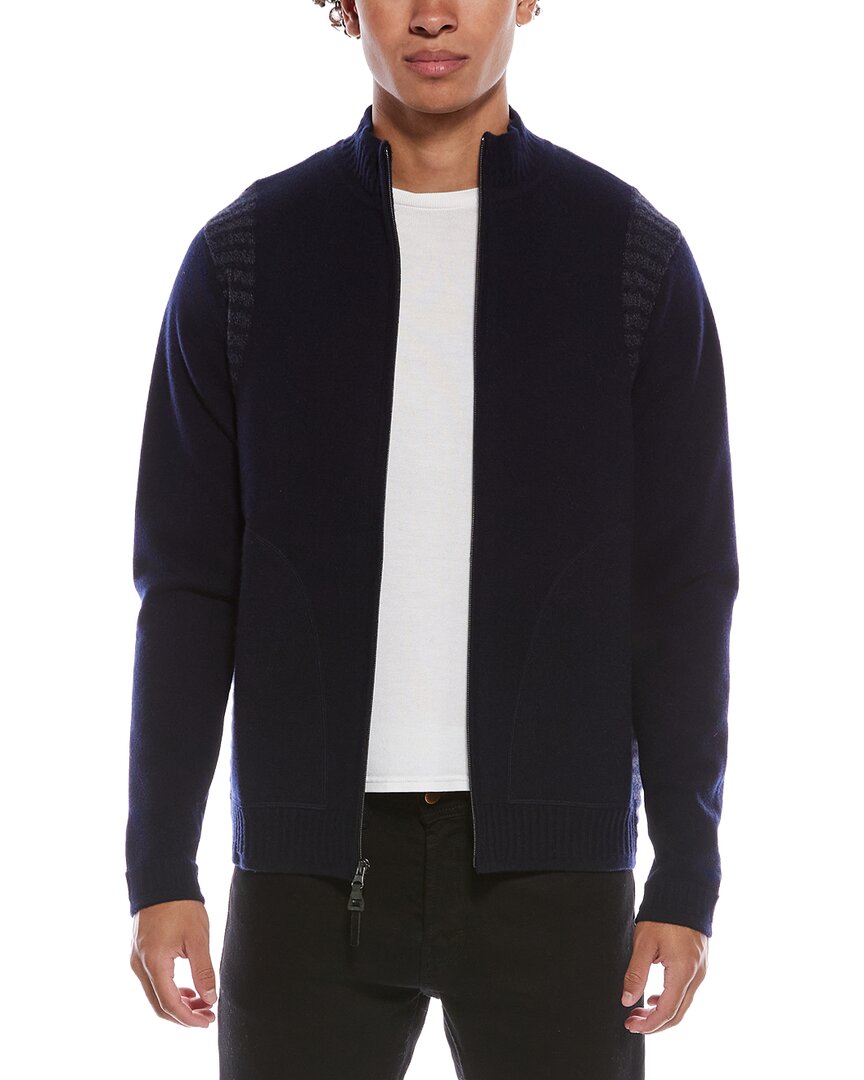 Quinn Widenius Performance Stretch Full Zip Cashmere Cardigan In Blue