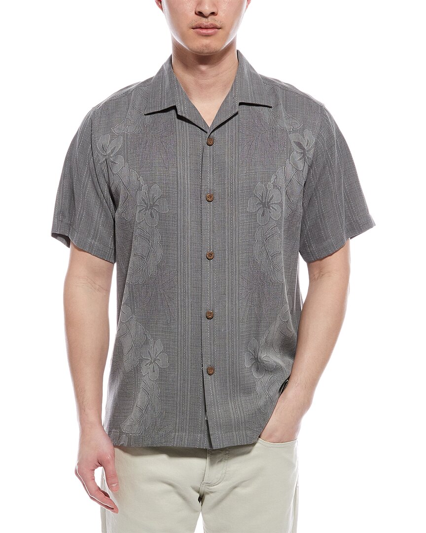 Tommy Bahama Bali Border Floral Jacquard Short Sleeve Silk Button-up Shirt