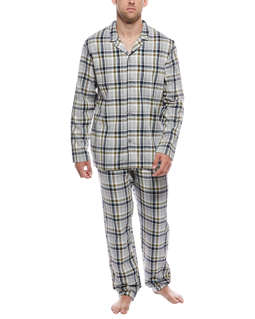 Hanro 2pc Recycled Flannel Pajama Set In Gray