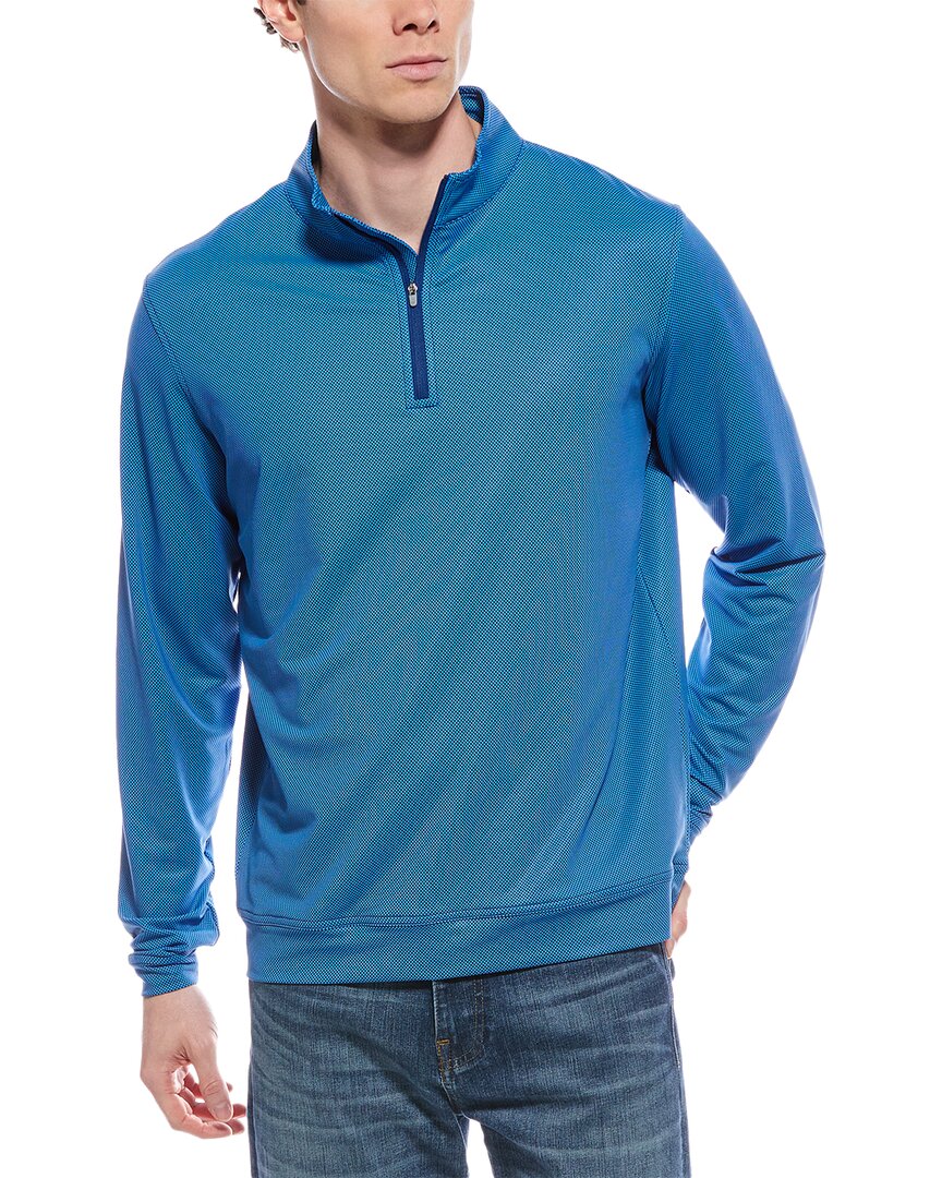 Peter Millar Perth Birdseye Performance 1/4-zip Pullover In Blue