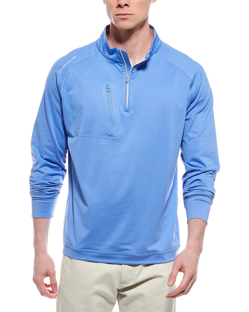 Peter Millar Verge Performance 1/4-zip Pullover In Blue