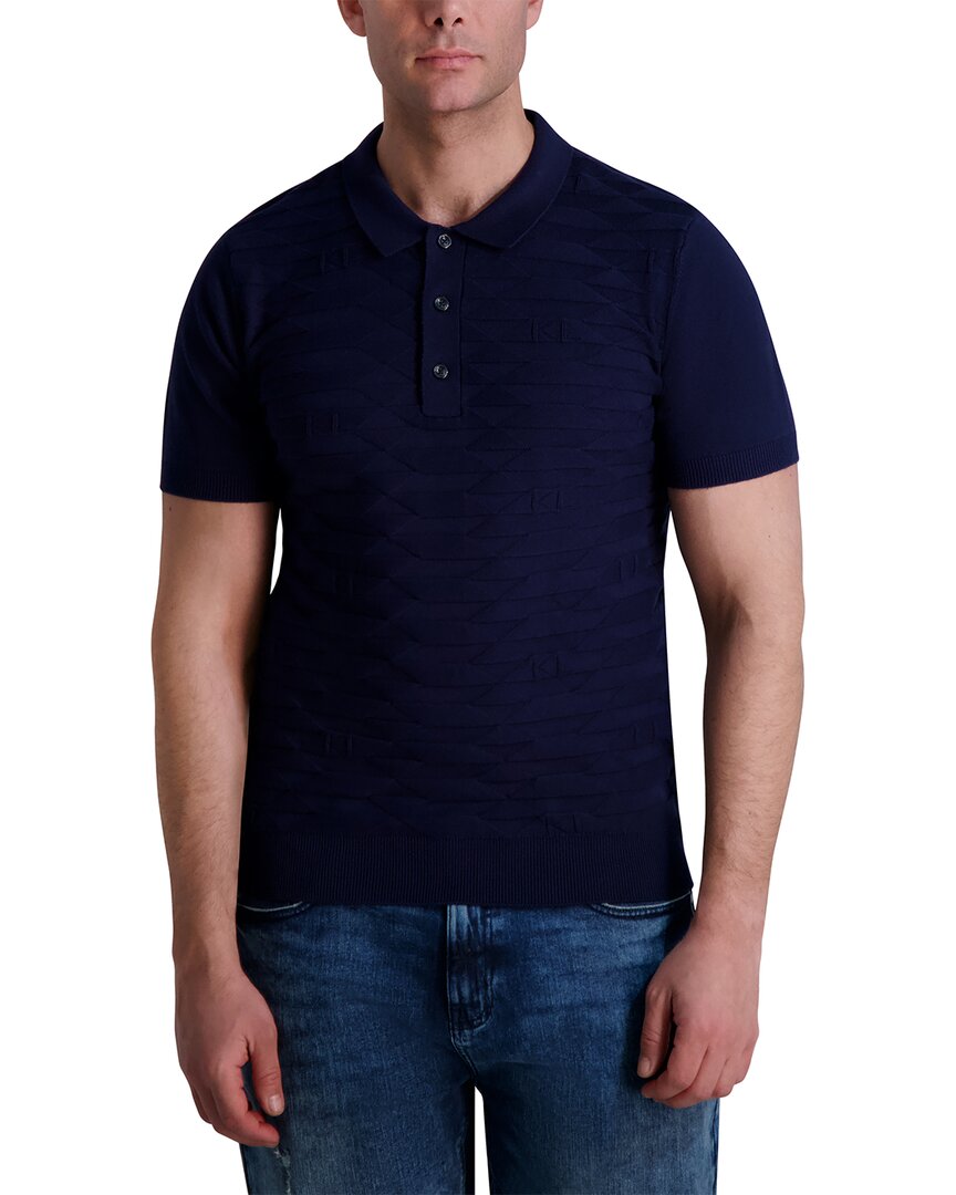 Karl Lagerfeld Kl Monogram Knitted Polo Shirt