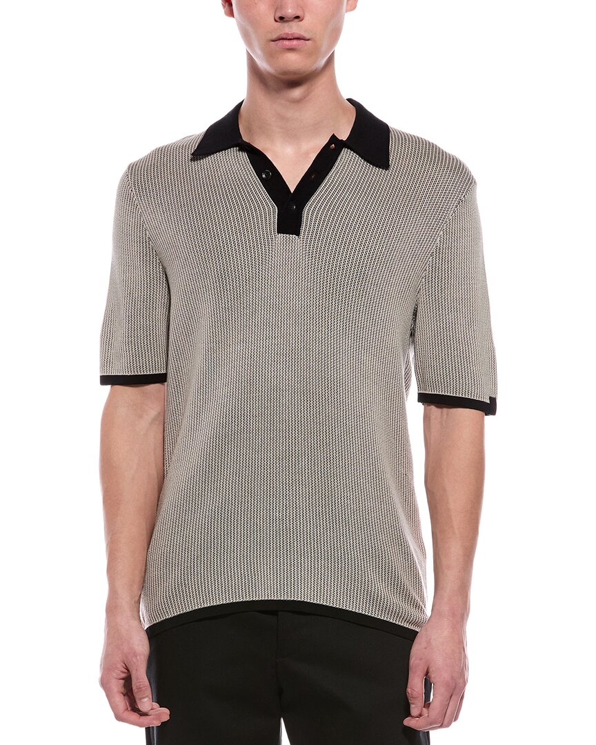 Rag & Bone Harvey Knit Polo Shirt In Gray