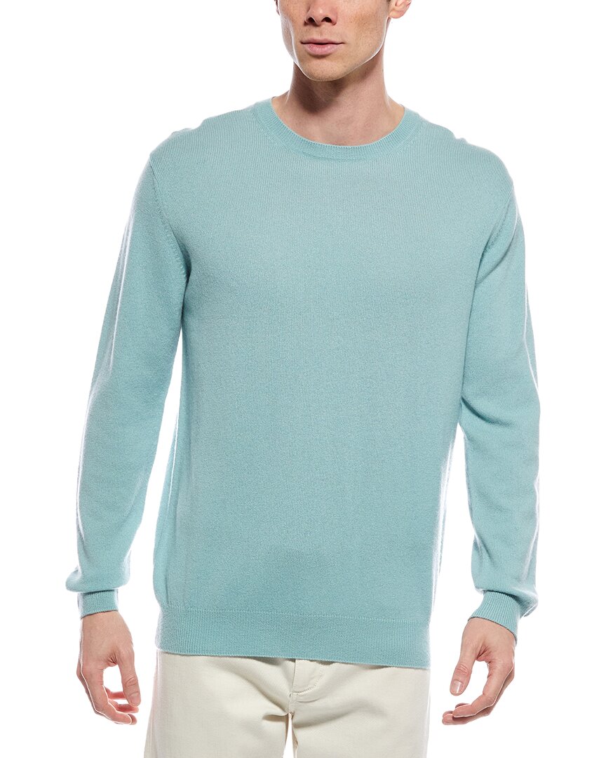 Forte Cashmere Classic Crew Cashmere Sweater In Blue