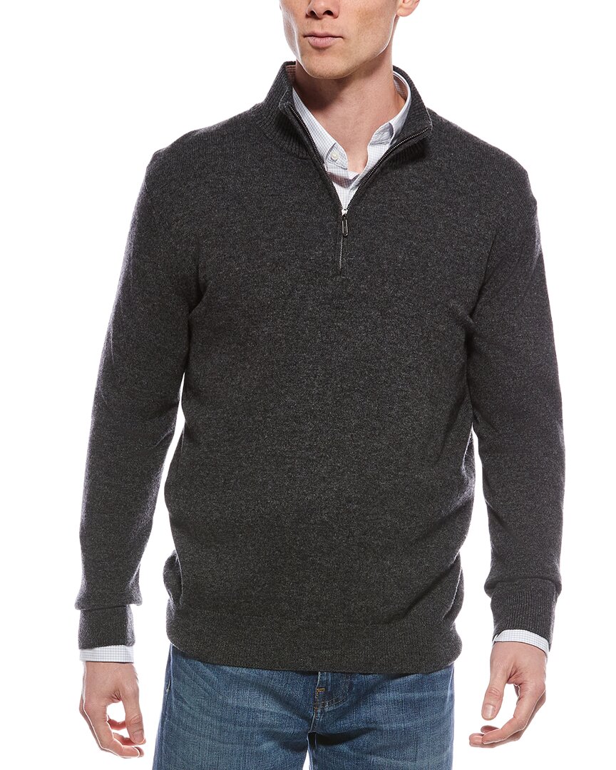 Forte Cashmere Mock Neck Cashmere 1/4-zip Sweater In Gray