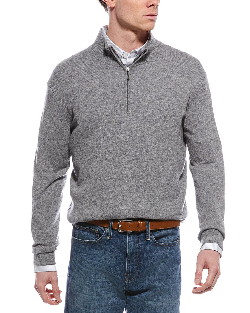Forte Cashmere Mock Neck Cashmere 1/4-zip Sweater In Gray