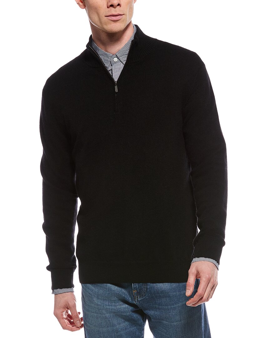 Forte Cashmere Mock Neck Cashmere 1/4-zip Sweater In Black