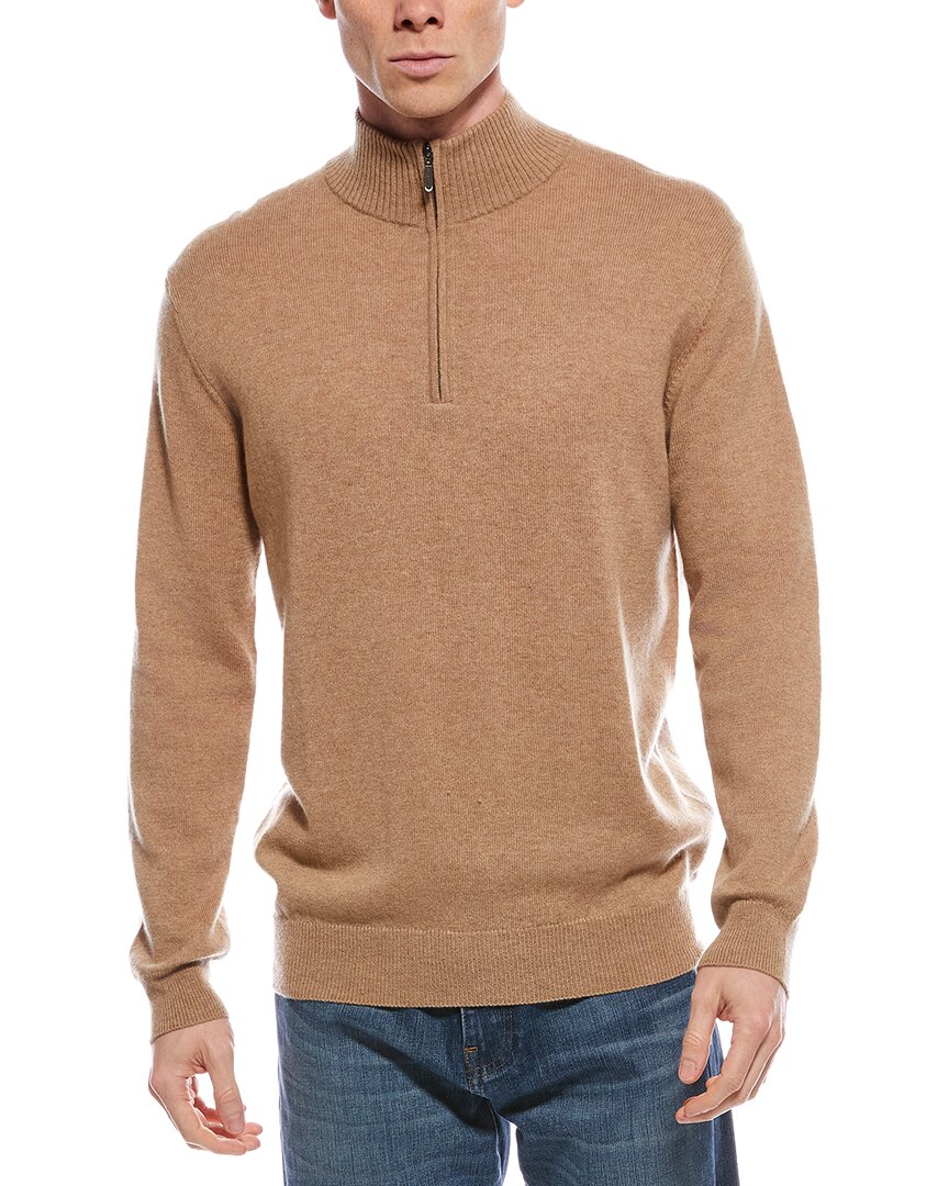 Forte Cashmere Mock Neck Cashmere 1/4-zip Sweater In Brown