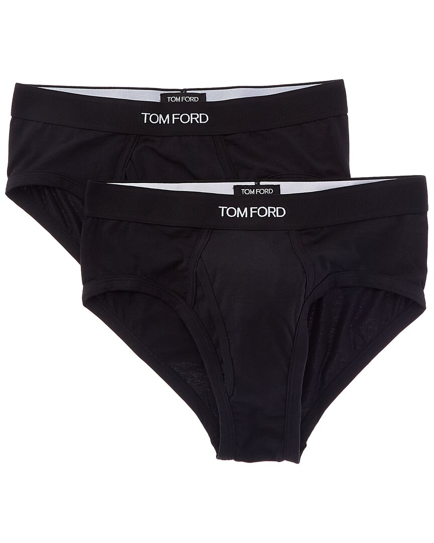 Tom Ford Two-pack Stretch Cotton And Modal-blend Briefs In Black