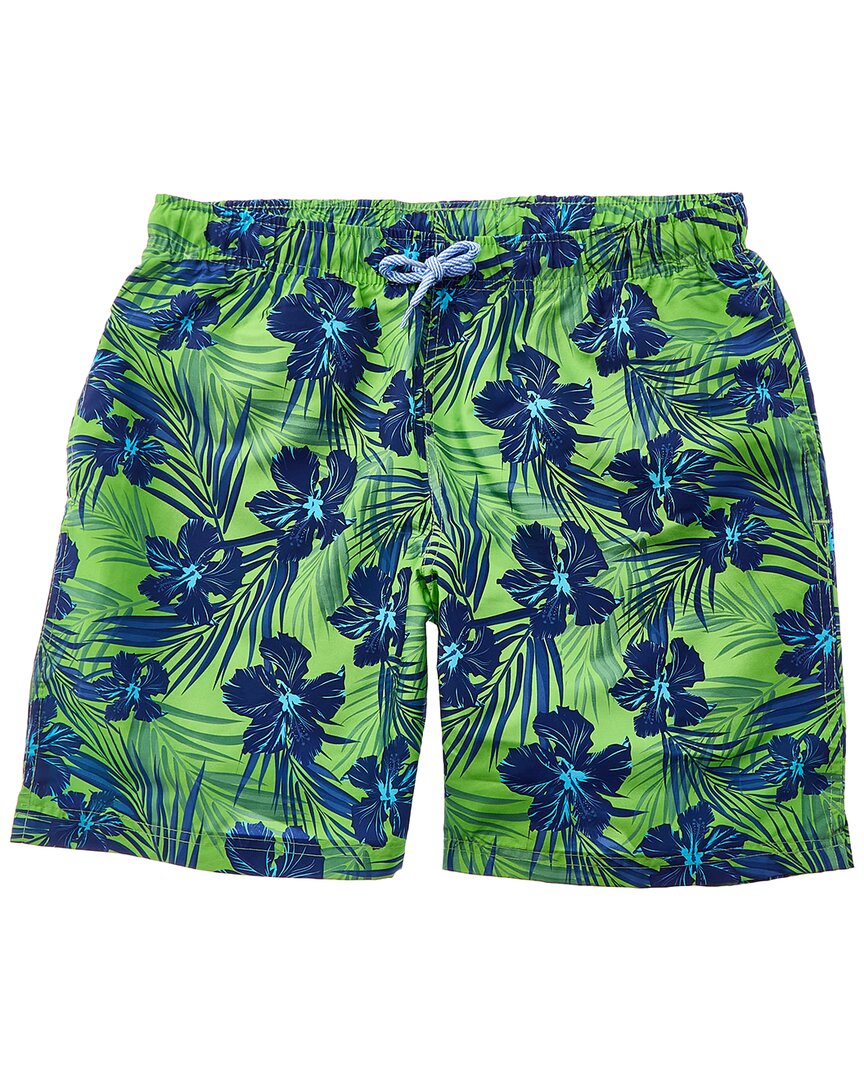 Shop Tailorbyrd Hibiscus Swim Trunk In Green