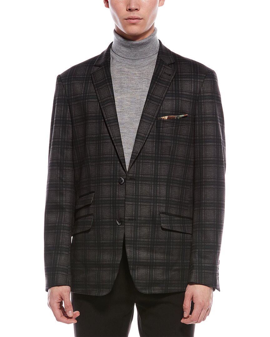 Paisley & Gray Dover Slim Fit Charcoal Plaid Blazer In Green
