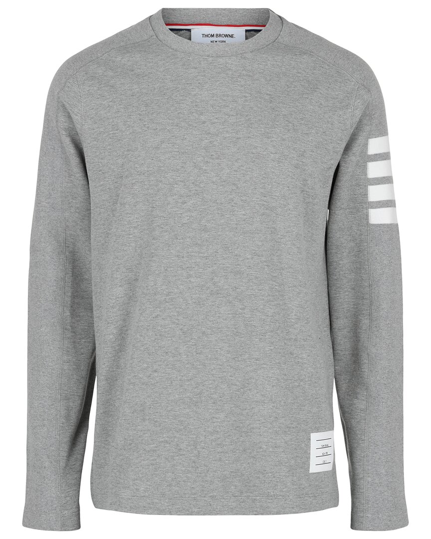 Thom Browne Gray 4-bar Stripe Long Sleeve T-shirt In Grey