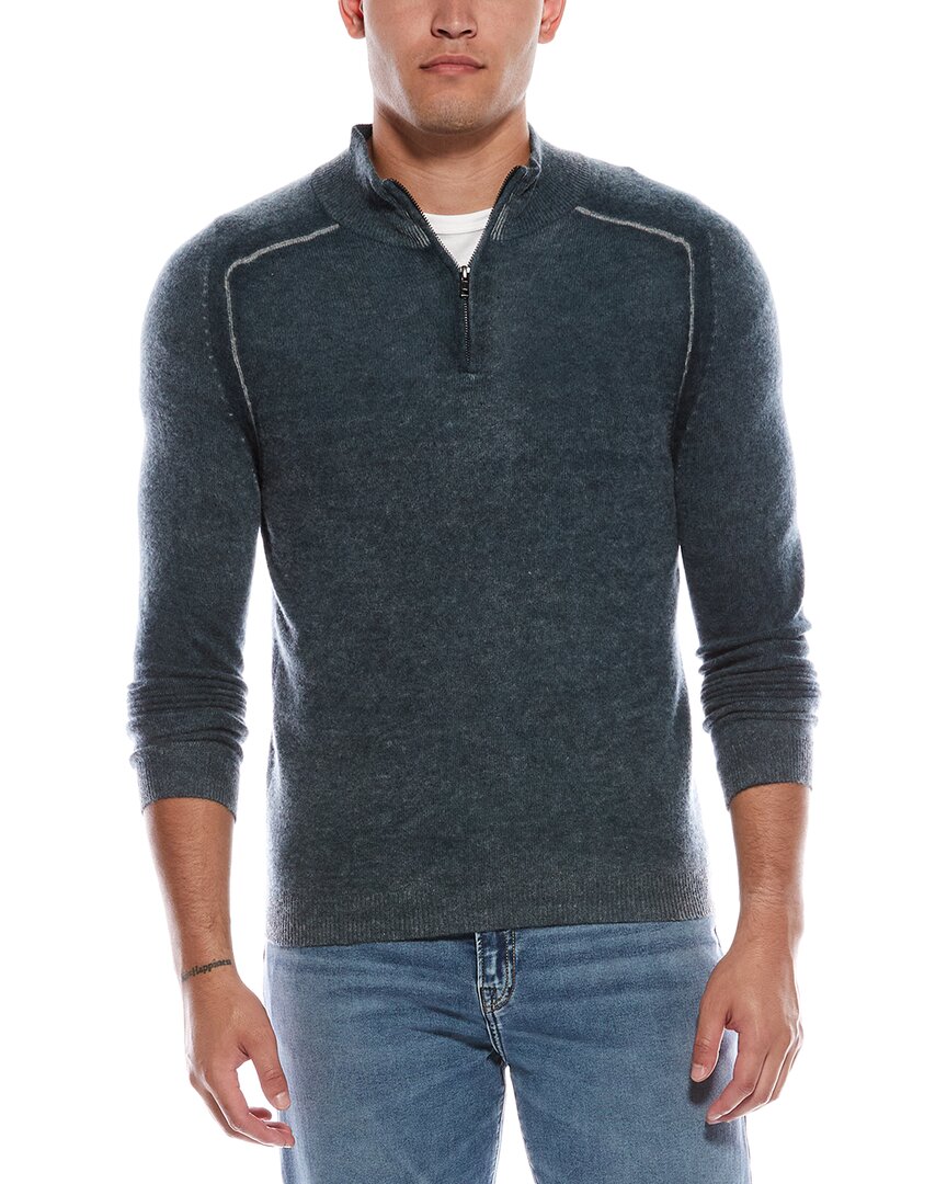 Autumn Cashmere Inked 1/4-zip Cashmere Pullover In Green