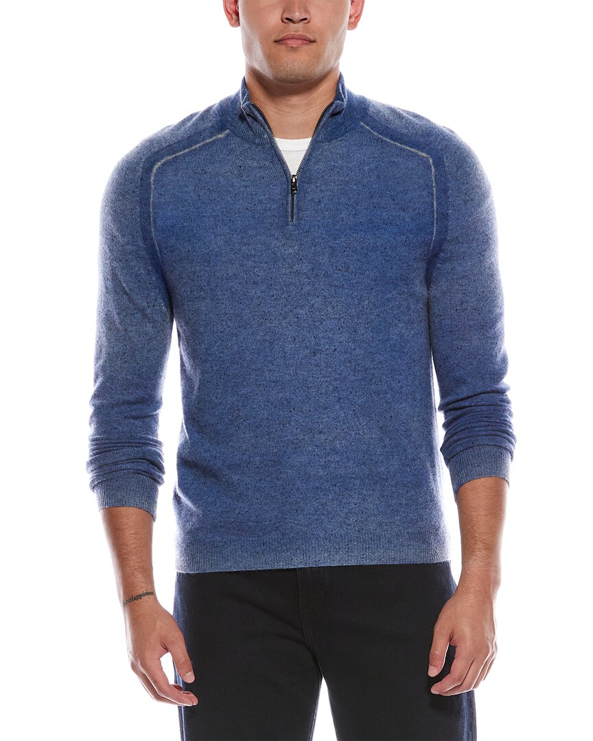 Autumn Cashmere Inked 1/4-zip Cashmere Pullover In Blue