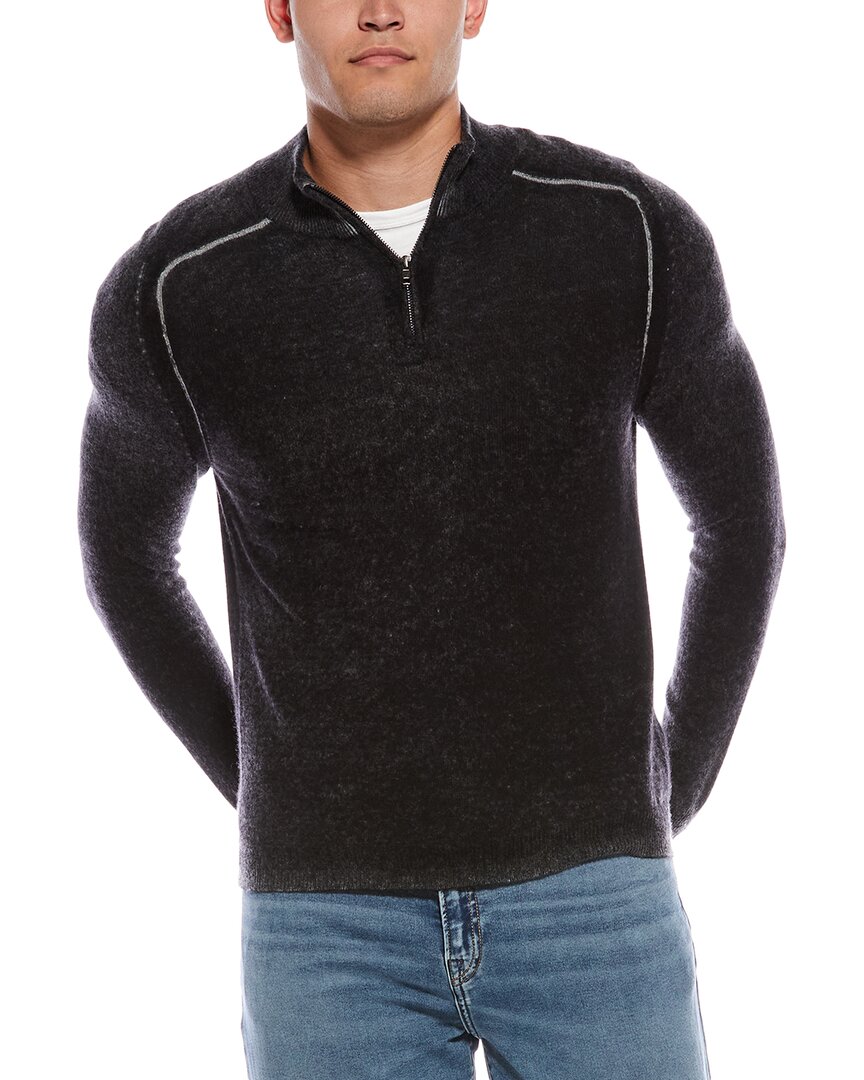 Autumn Cashmere Inked 1/4-zip Cashmere Pullover In Black