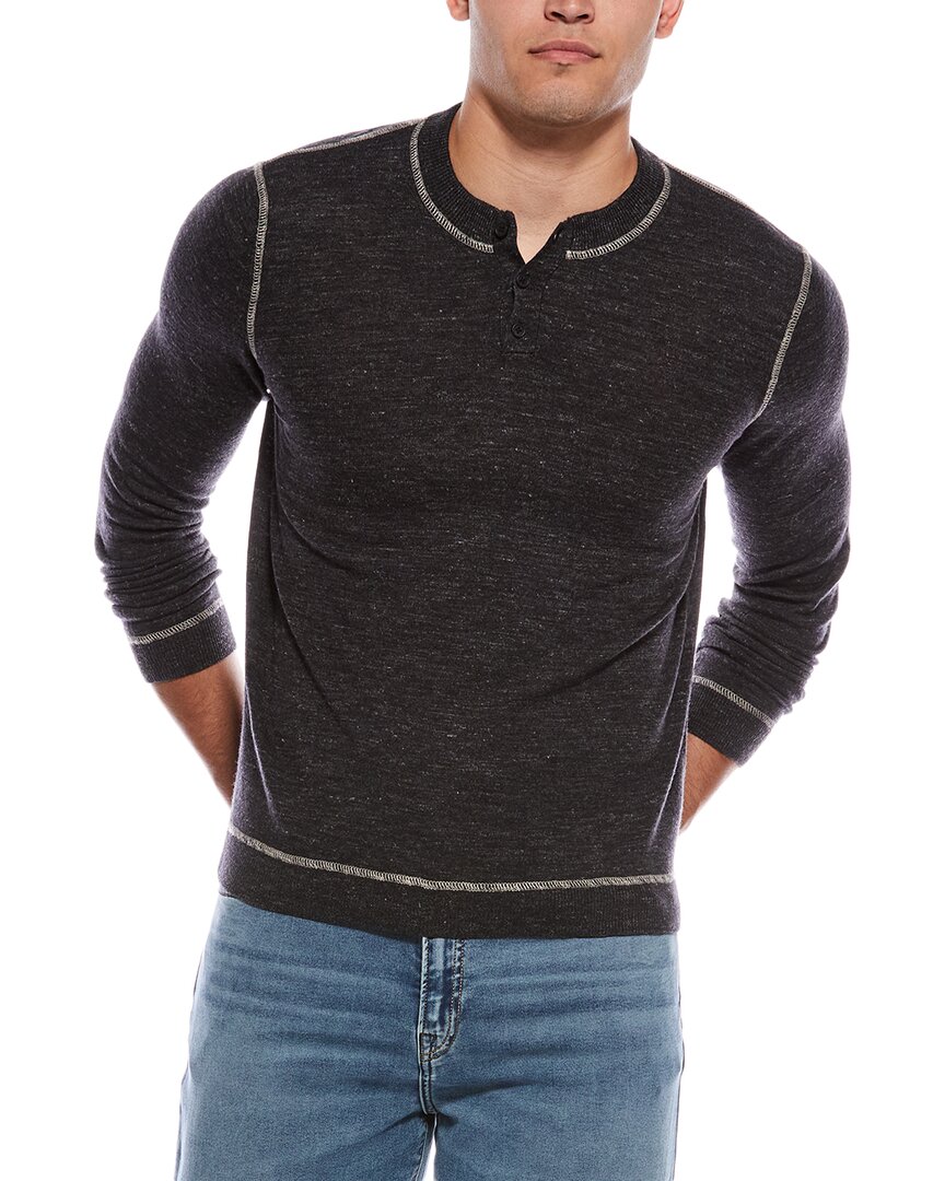 Autumn Cashmere Wool & Linen-blend Henley Shirt In Gray