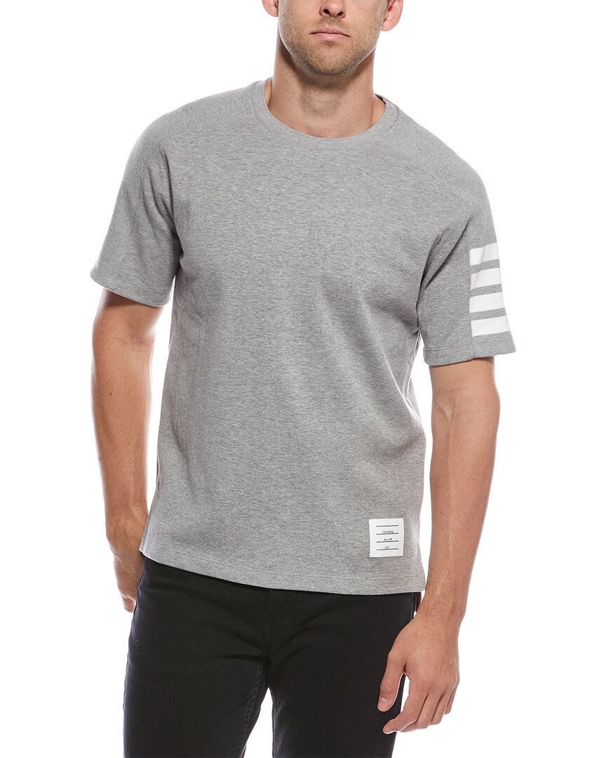 Thom Browne Cotton 4-bar Short Sleeve T-shirt In Gray