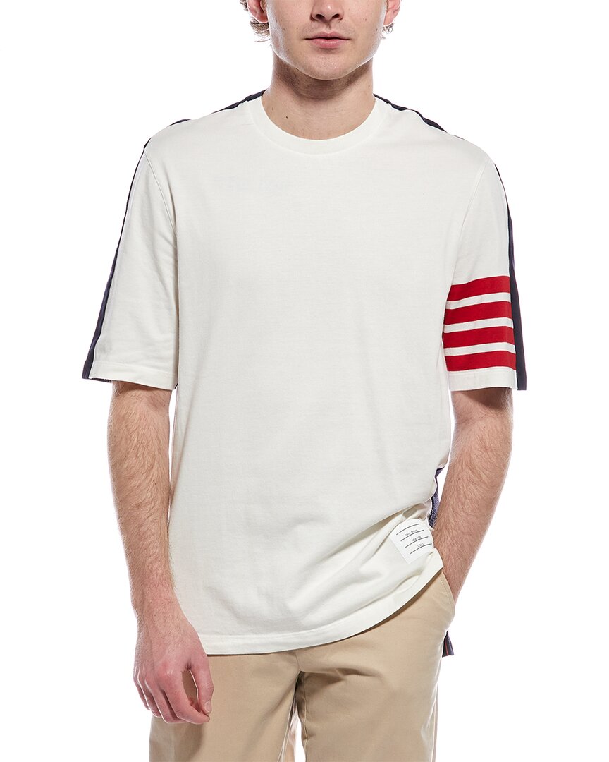 THOM BROWNE☆3LINE タブ コットン Tシャツ WHITE 3 Thom Browne T-Shirt Men's White 3 | eBay