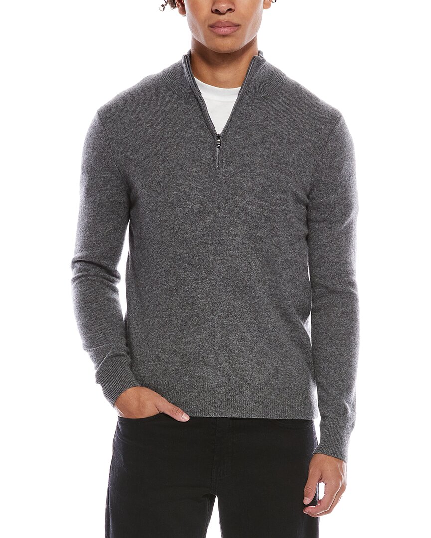 Phenix Cashmere 1/4-zip Mock Sweater In Gray