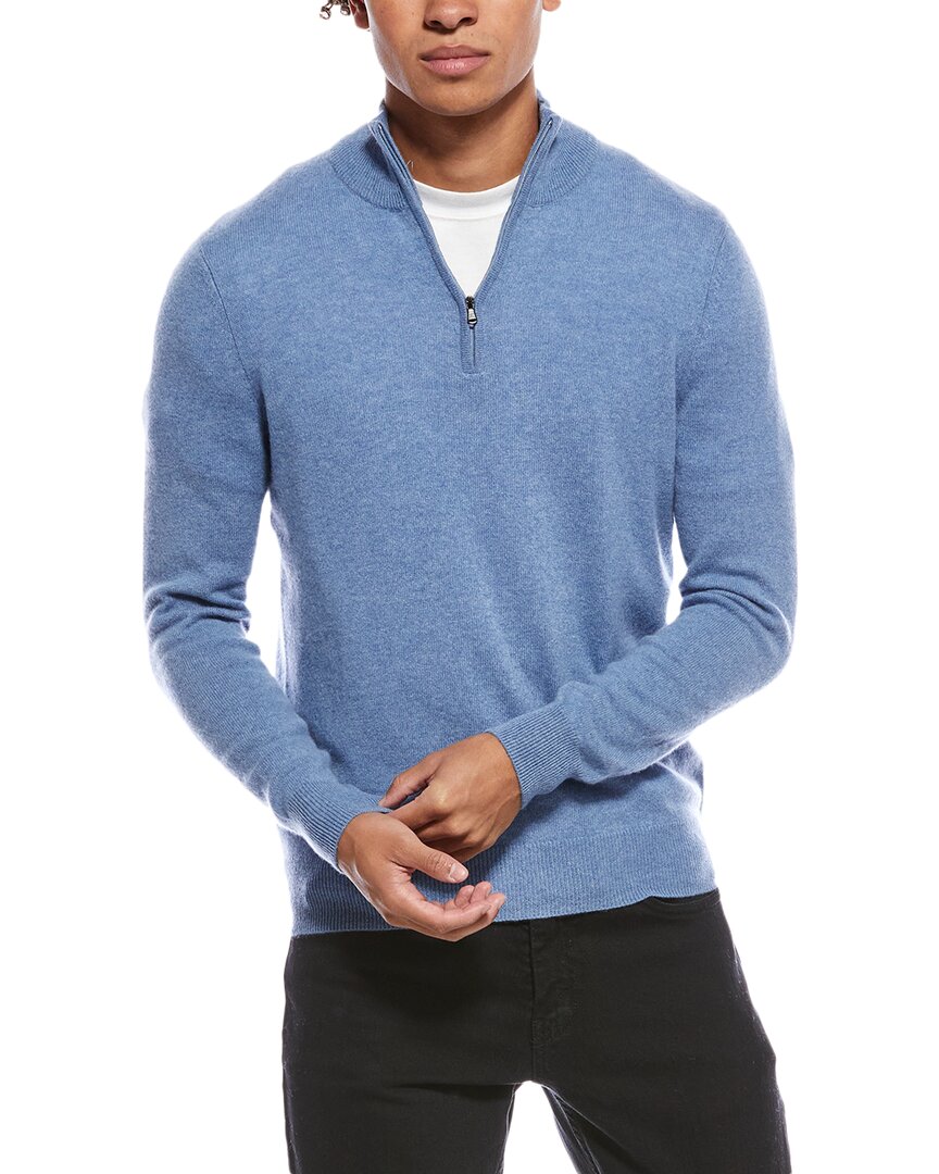 Phenix Cashmere 1/4-zip Mock Sweater In Blue