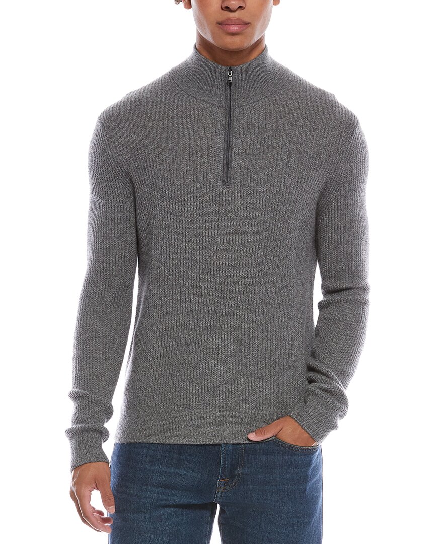 Amicale Cashmere Feeder Pique Zip Cashmere Sweater Men's