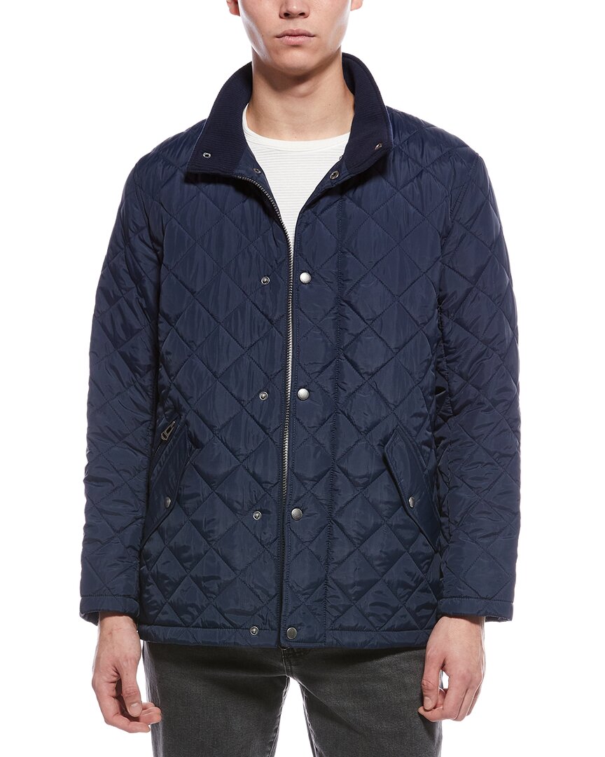 Cole Haan Quilted Barn Jacket In Blue