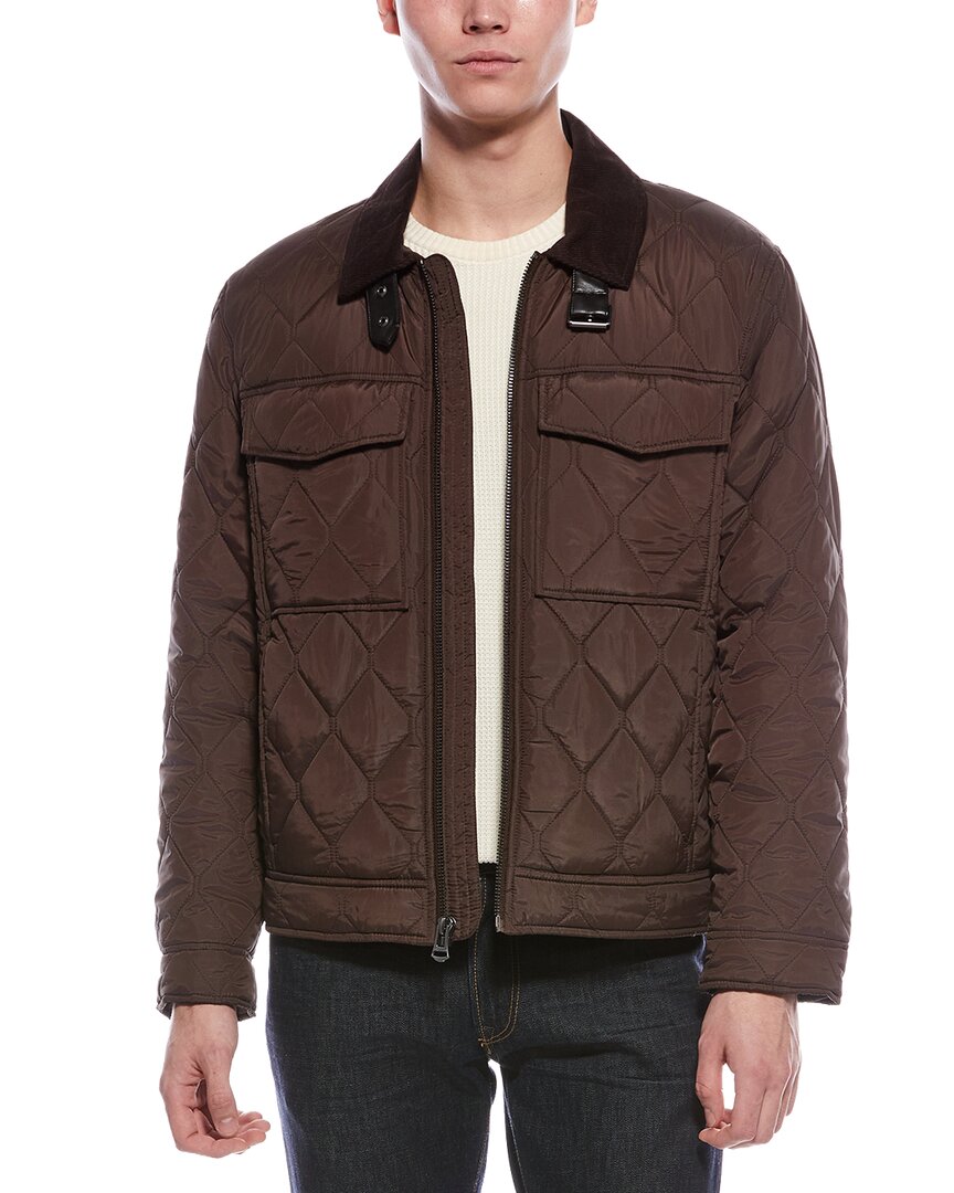 Cole Haan Diamond Quilt Short Jacket In Brown