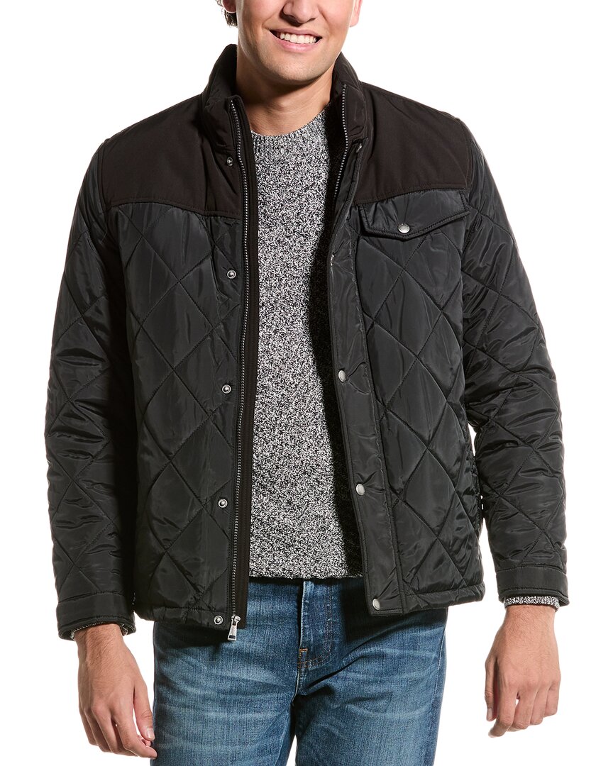 Cole Haan Signature Tonal Mix Media Diamond Jacket In Black