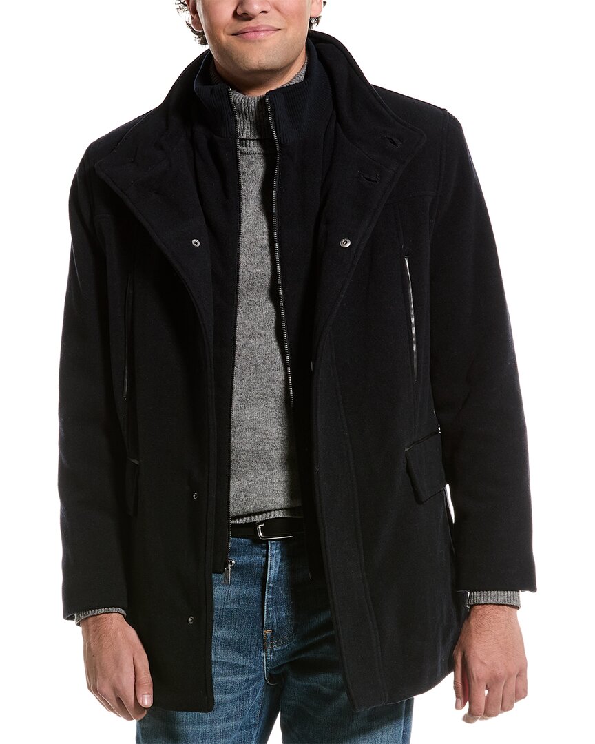 Cole Haan Signature Wool-blend Car Coat In Black