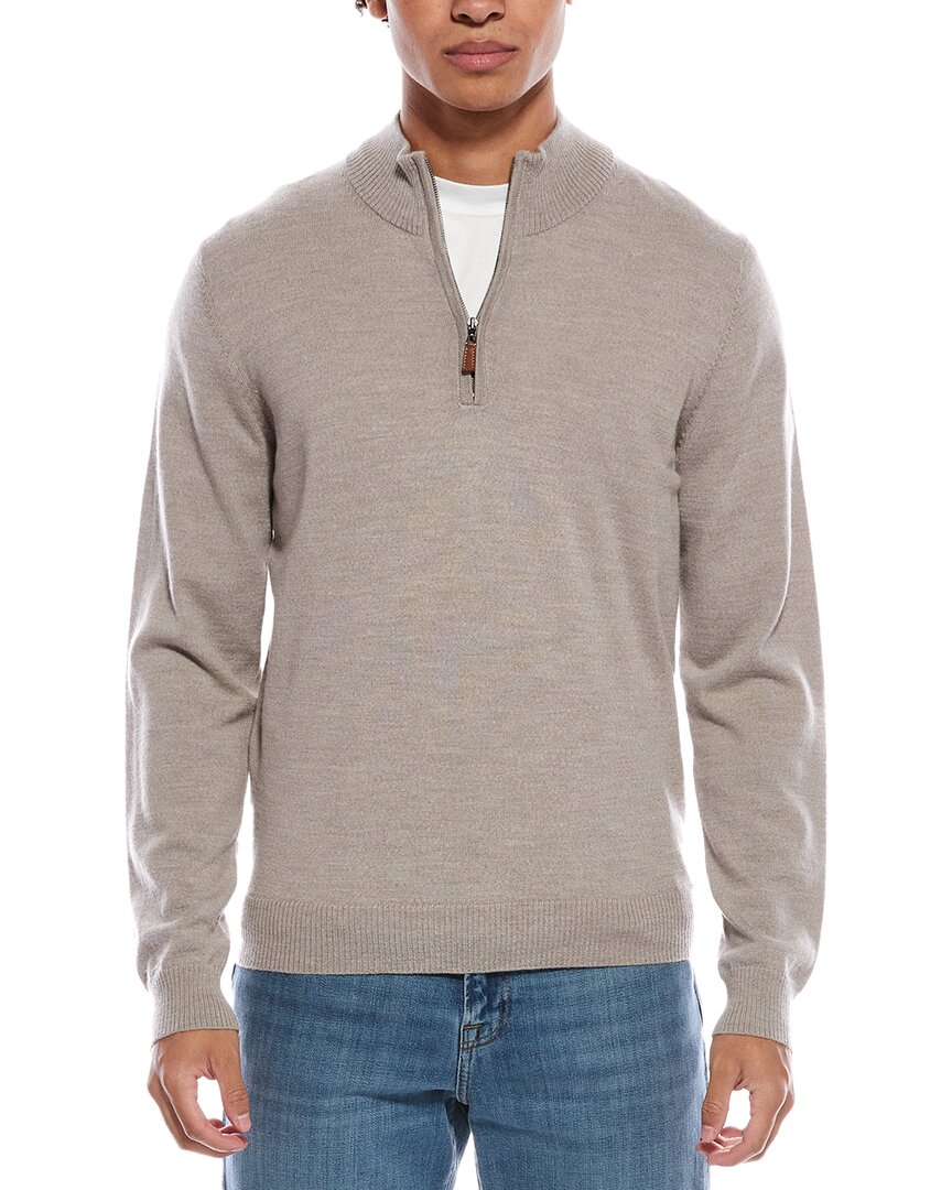 Mette Merino Wool 1/4-zip Mock Neck Sweater In Animal Print