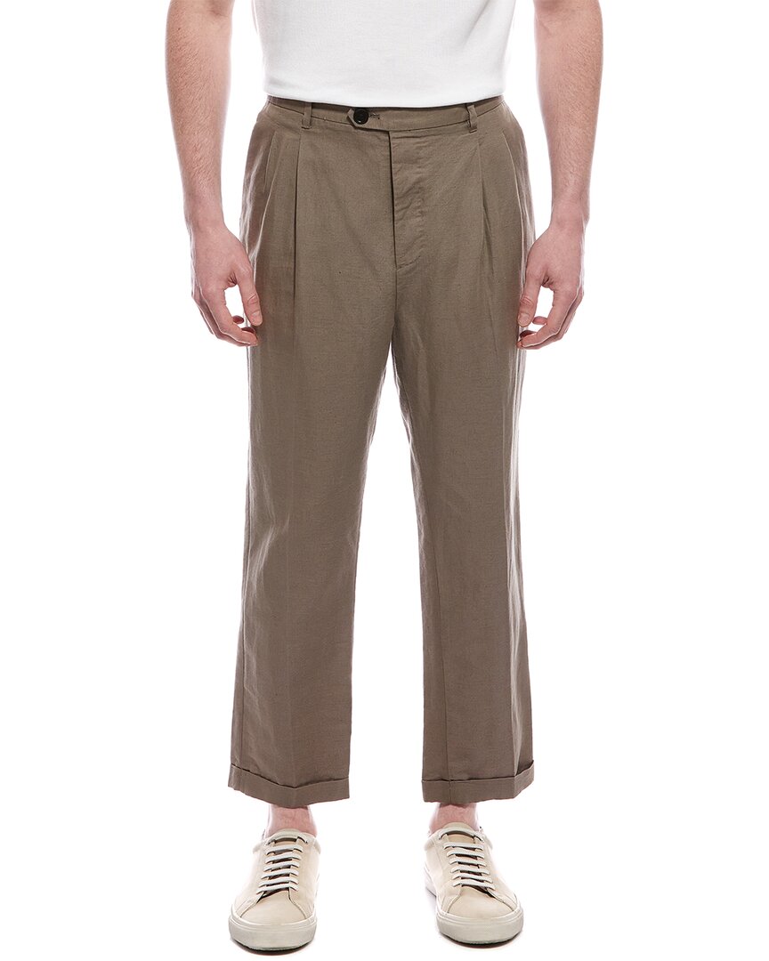 Allsaints Cross Tallis Linen-blend Pant In Brown